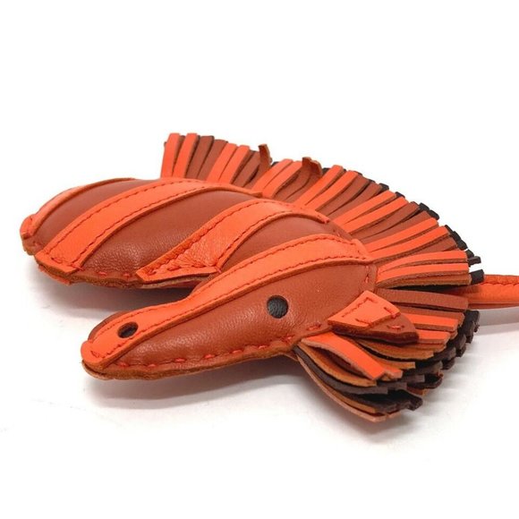 HERMES zebra Gee Gee Savannah strap Bag Charm Lambskin Leather Orange - Picture 2 of 16